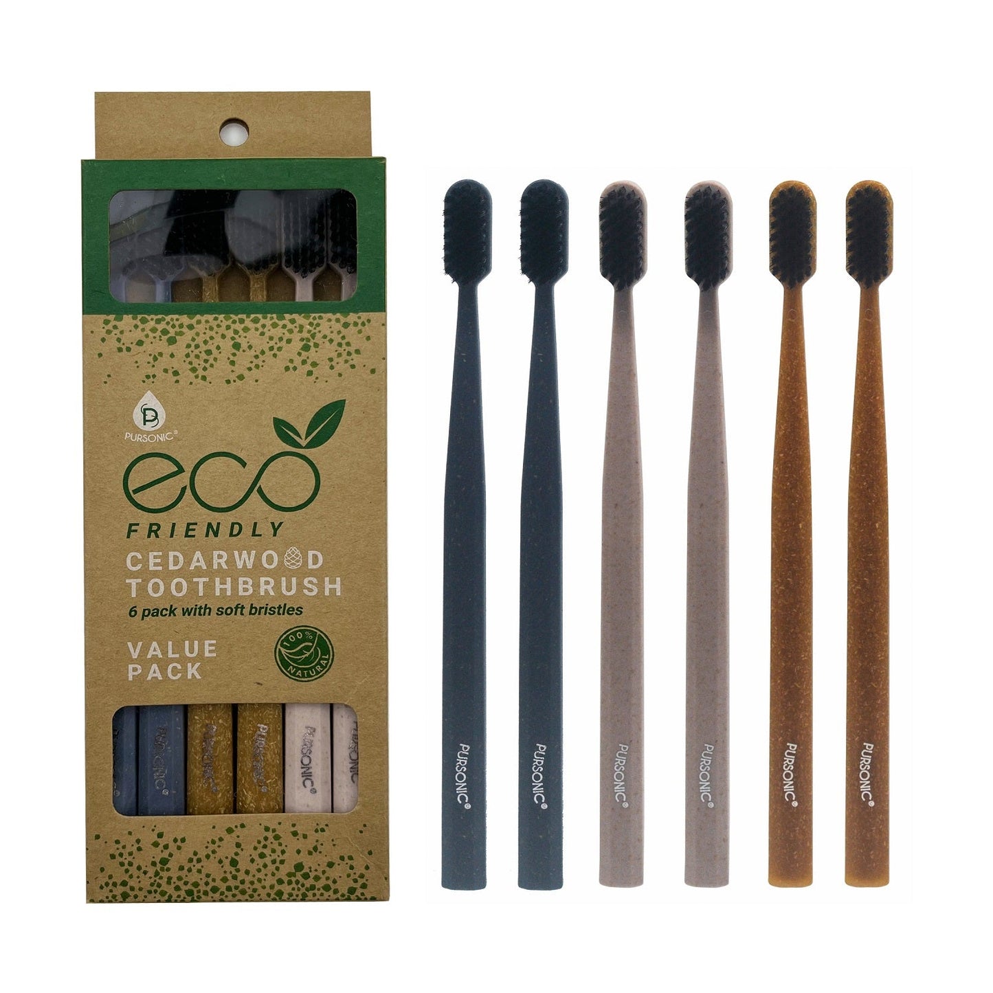 100% Eco-friendly Cedarwood Toothbrushes (6 Pack)-1