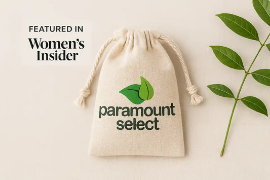 Paramount Select product photo with green plant, featuring 'Featured in Women’s Insider' text on a beige background.