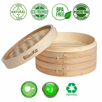 2-Tier Bamboo Steamer Set